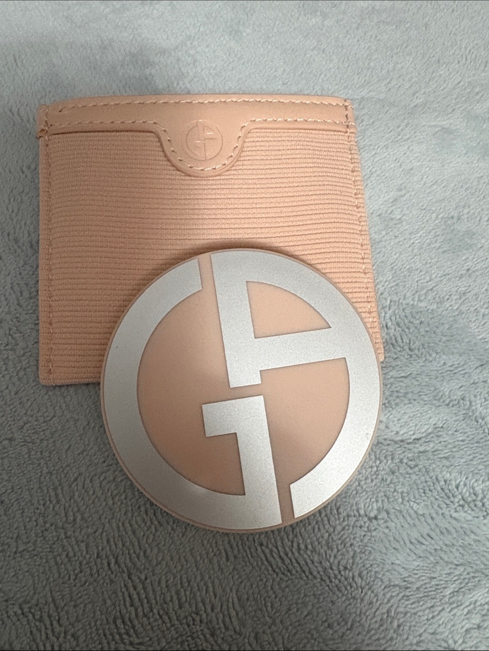 Giorgio Armani pink Compact Case  mirror with Silver Logo and case